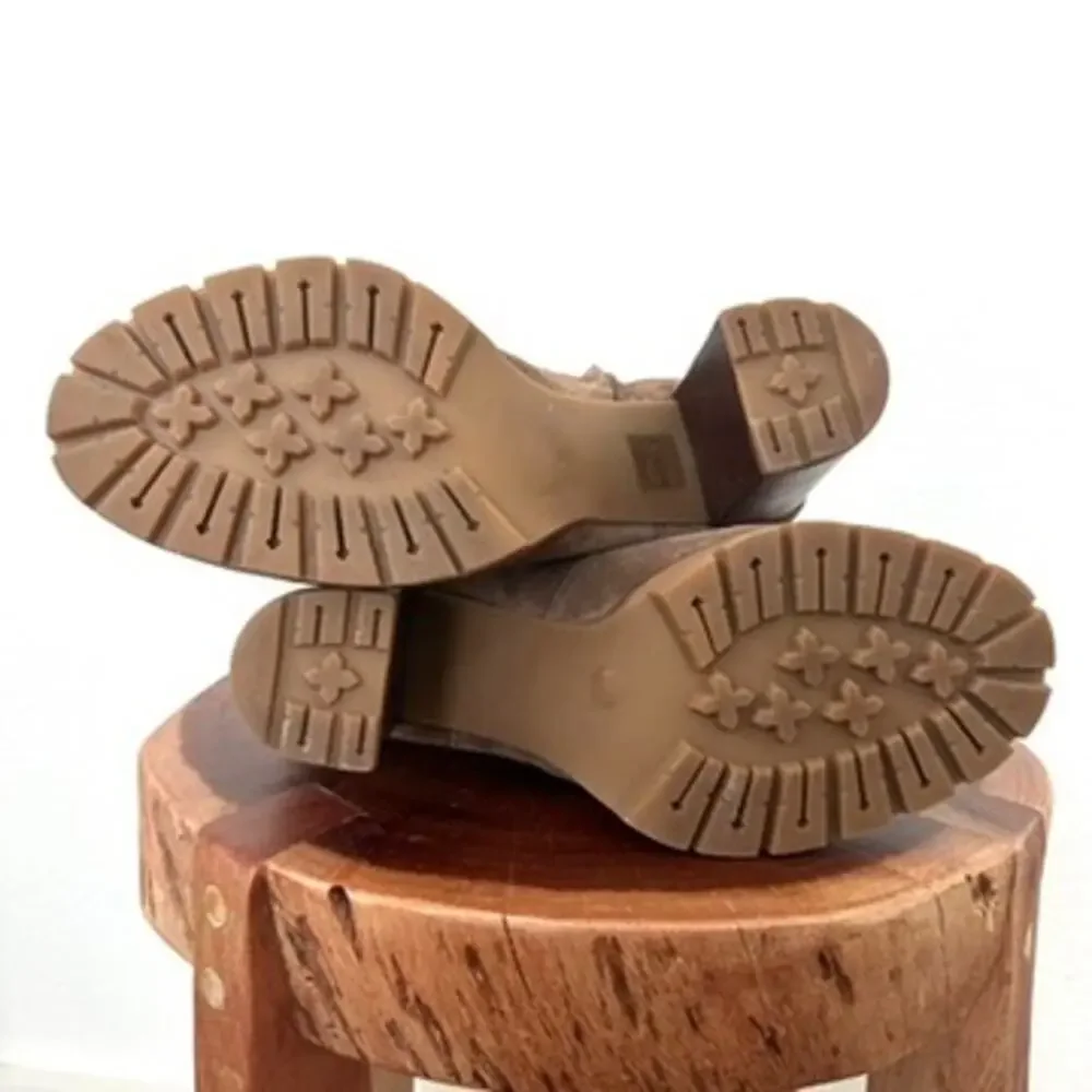 Tory Burch Leigh Suede Lug Sole Boots in River Rock, Size 8.5 NWOT‎